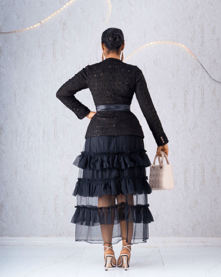 BLACK TWEED JACKET AND TULLE SKIRT